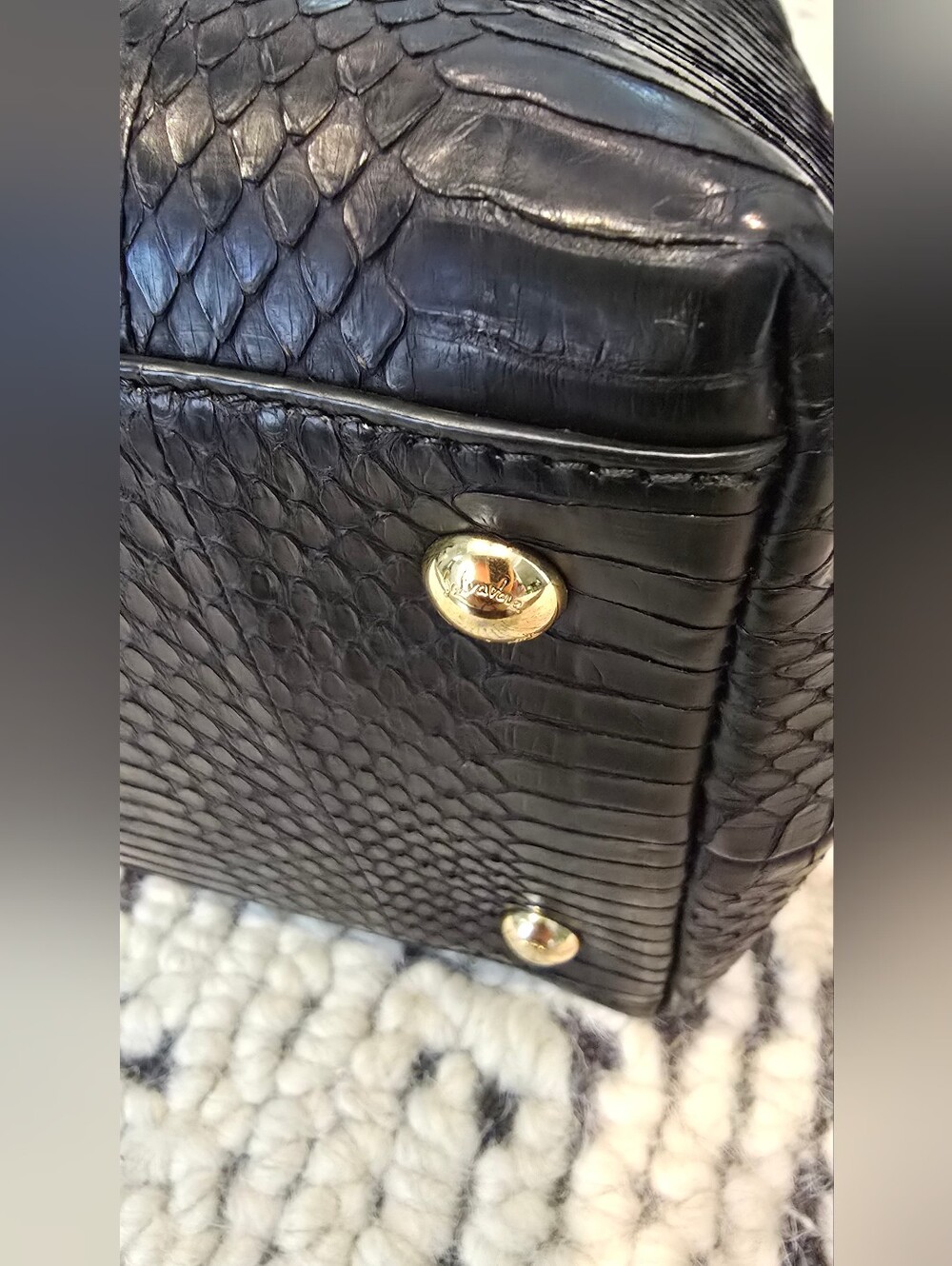 🌟 Salvatore Ferragamo Black Python Leather Bag, New and Authentic - Picture 13 of 16